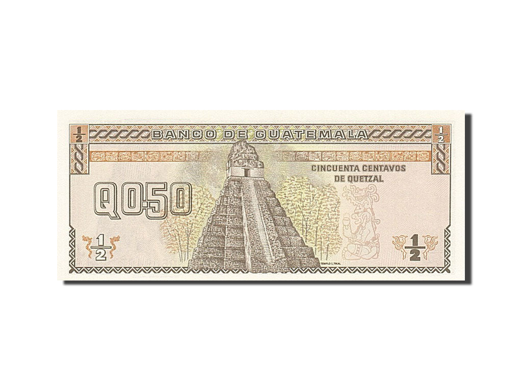 Banknote, Guatemala, 1/2 Quetzal, 1989-1990, 1989-01-04, KM:72a, UNC(65-70)