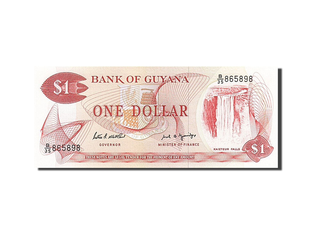 Biljet, Guyana, 1 Dollar, 1966, 1989, KM:21f, NIEUW
