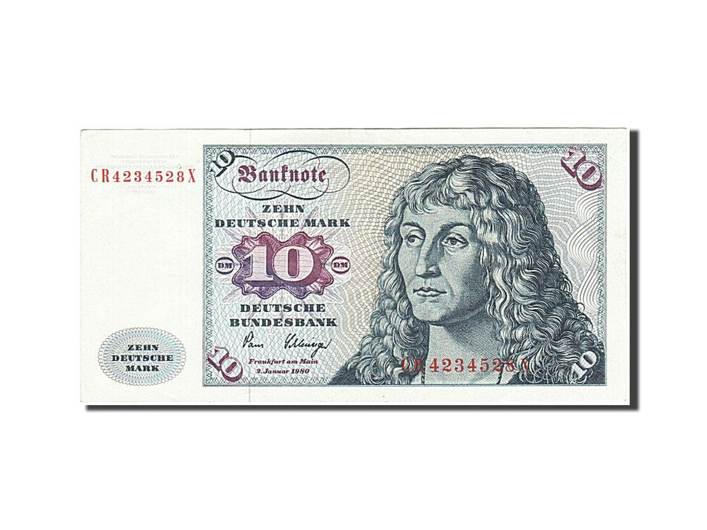 Banknot, Niemcy - RFN, 10 Deutsche Mark, 1970-1980, 1980-01-02, KM:31c