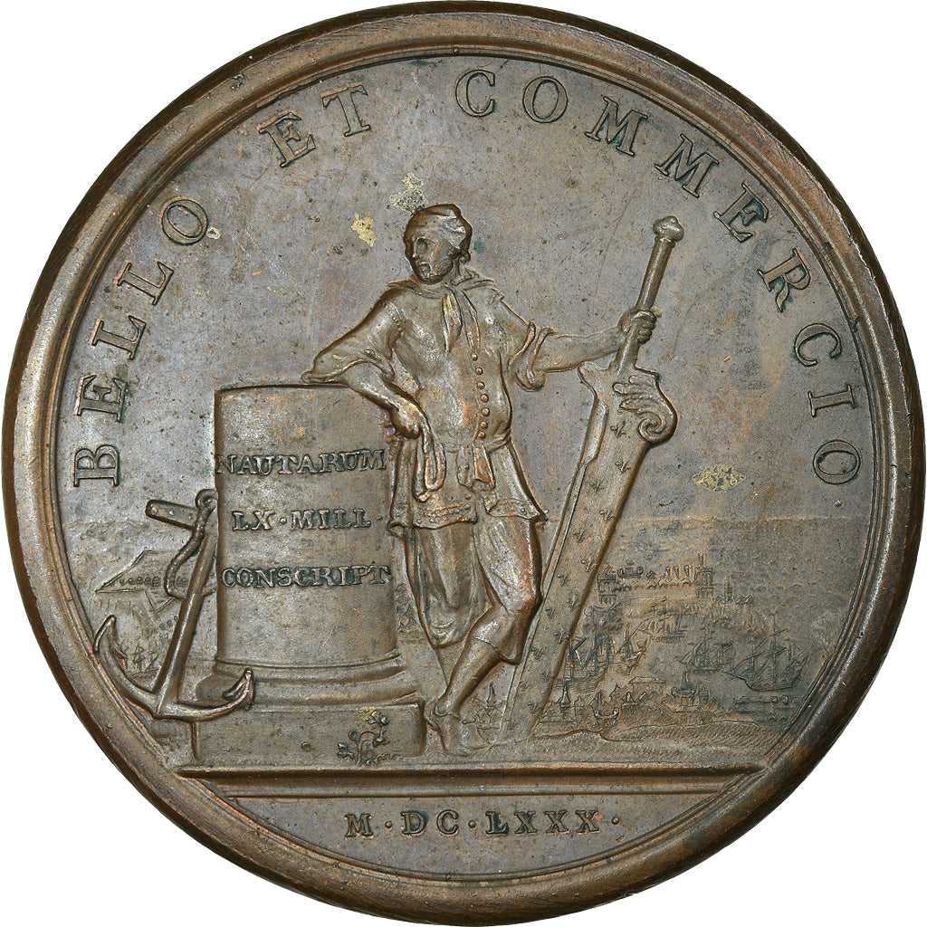 Frankrijk, Medaille, Louis XIV, Levée de 60000 Matelots, 1680, Bronzen, Mauger