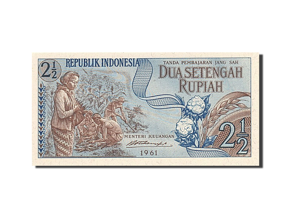 Banknote, Indonesia, 2 1/2 Rupiah, 1961, 1961, KM:79, UNC(63)