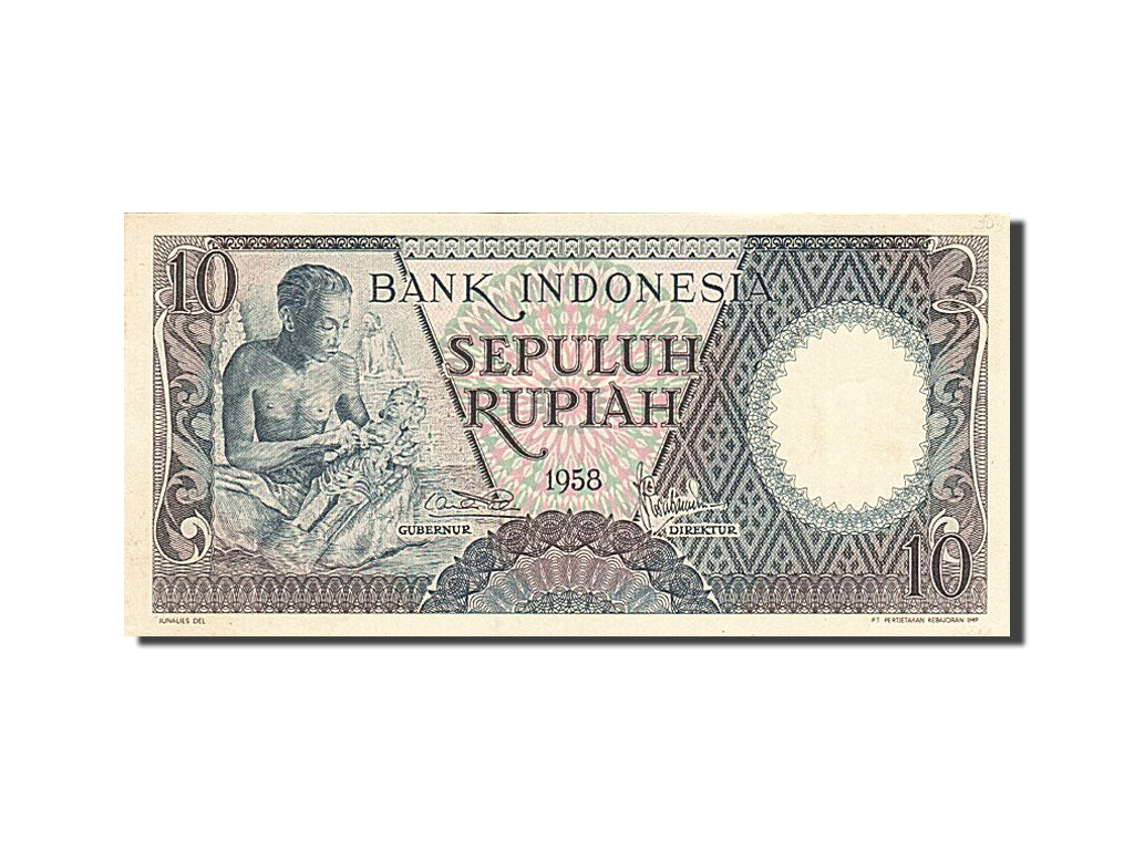 Geldschein, Indonesien, 10 Rupiah, 1958, 1958, KM:56, UNZ-