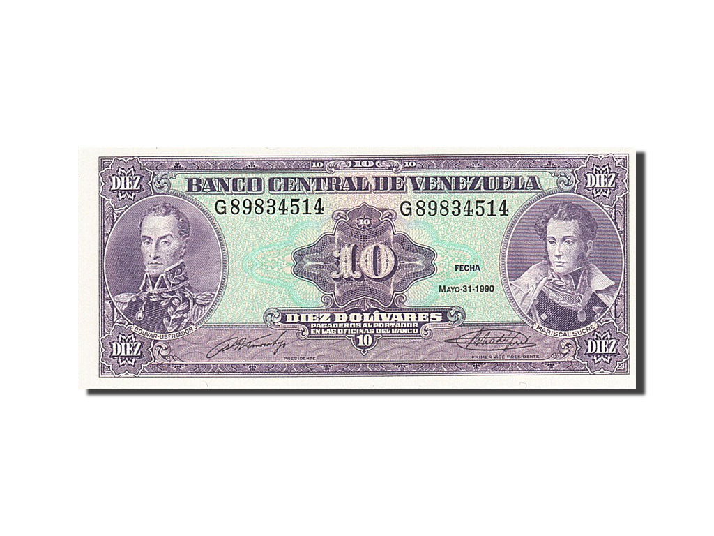 Banknote, Venezuela, 10 Bolívares, 1990, 1990-05-31, KM:61b, UNC(63)