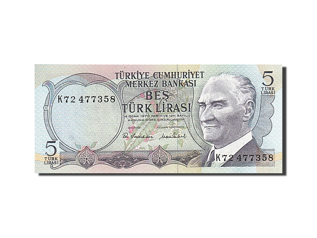Banknot, Turcja, 5 Lira, 1976, 1976, KM:185, UNC(63)