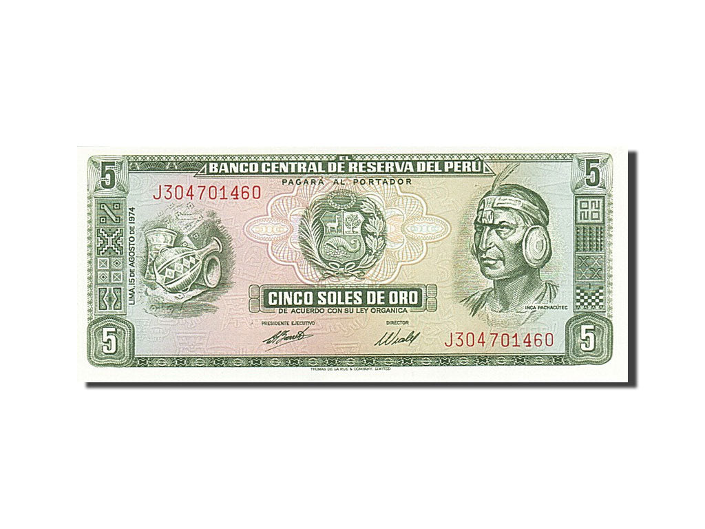 Billete, 5 Soles De Oro, 1969, Perú, KM:99c, 1974-08-15, SC