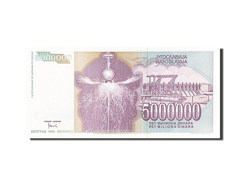 Banconote, Iugoslavia, 5,000,000 Dinara, 1993, KM:121, 1993, SPL