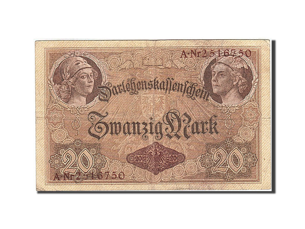 Banknote, Germany, 20 Mark, 1914, 1914-08-05, KM:48b, VF(20-25)
