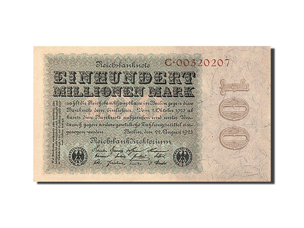 Banknote, Germany, 100 Millionen Mark, 1923, 1923-08-22, KM:107a, UNC(65-70)