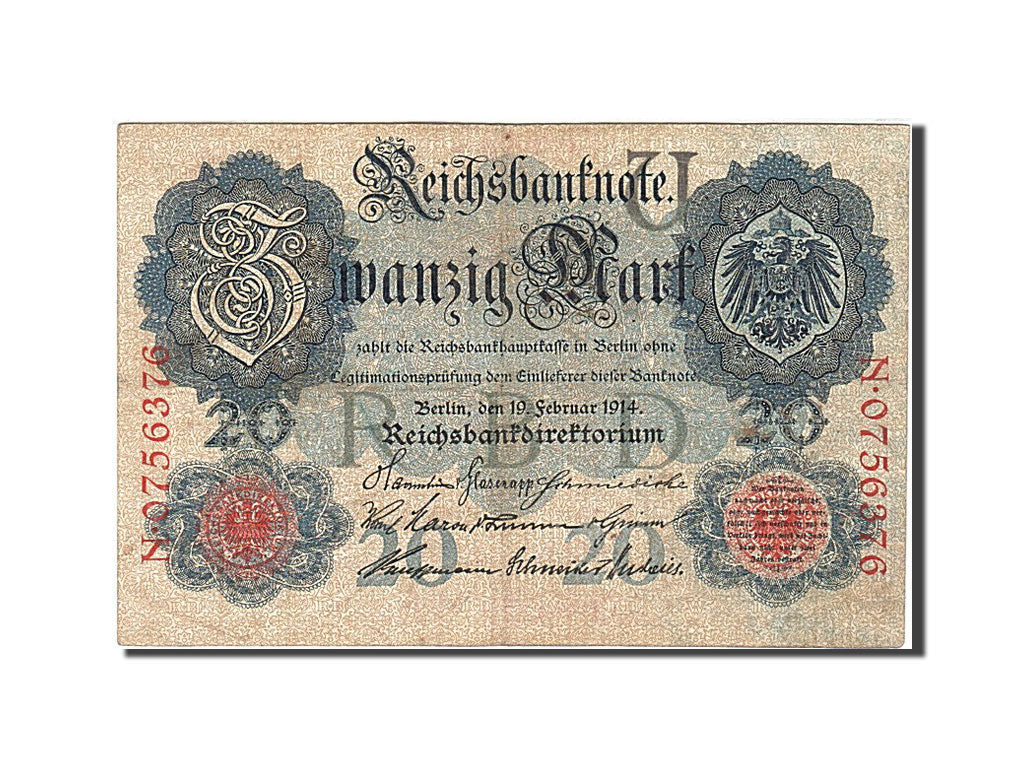 Banknote, Germany, 20 Mark, 1914, 1914-02-19, KM:46b, VF(20-25)