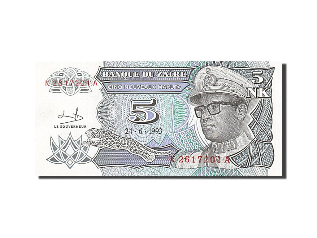Billete, 5 Nouveaux Makuta, 1993, Zaire, KM:48a, 1993-06-24, SC
