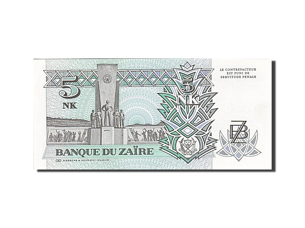 Billete, 5 Nouveaux Makuta, 1993, Zaire, KM:48a, 1993-06-24, SC