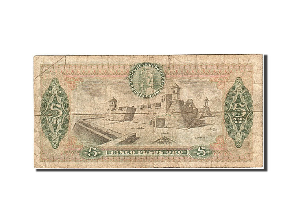 Billete, 5 Pesos Oro, 1961-1964, Colombia, KM:406f, 1978-10-01, BC