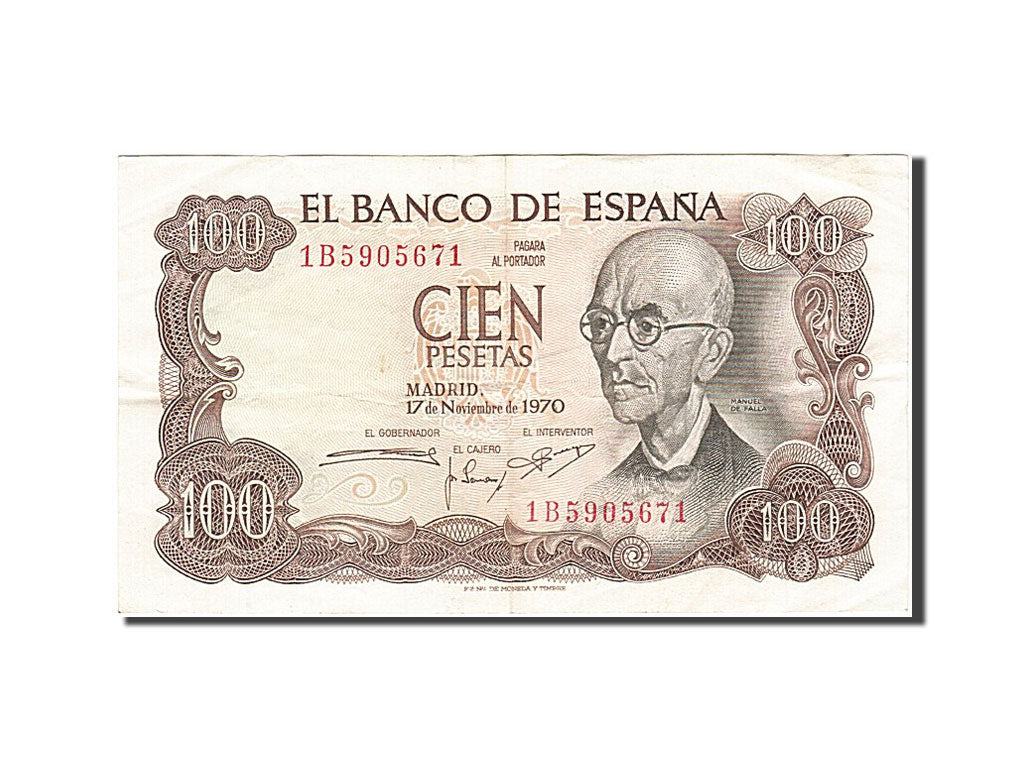 Biljet, Spanje, 100 Pesetas, 1970-1971, 1970-11-17, KM:152a, TB+