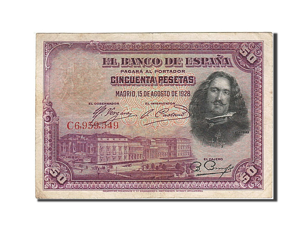 Banknot, Hiszpania, 50 Pesetas, 1928, 1928-08-15, KM:75a, EF(40-45)