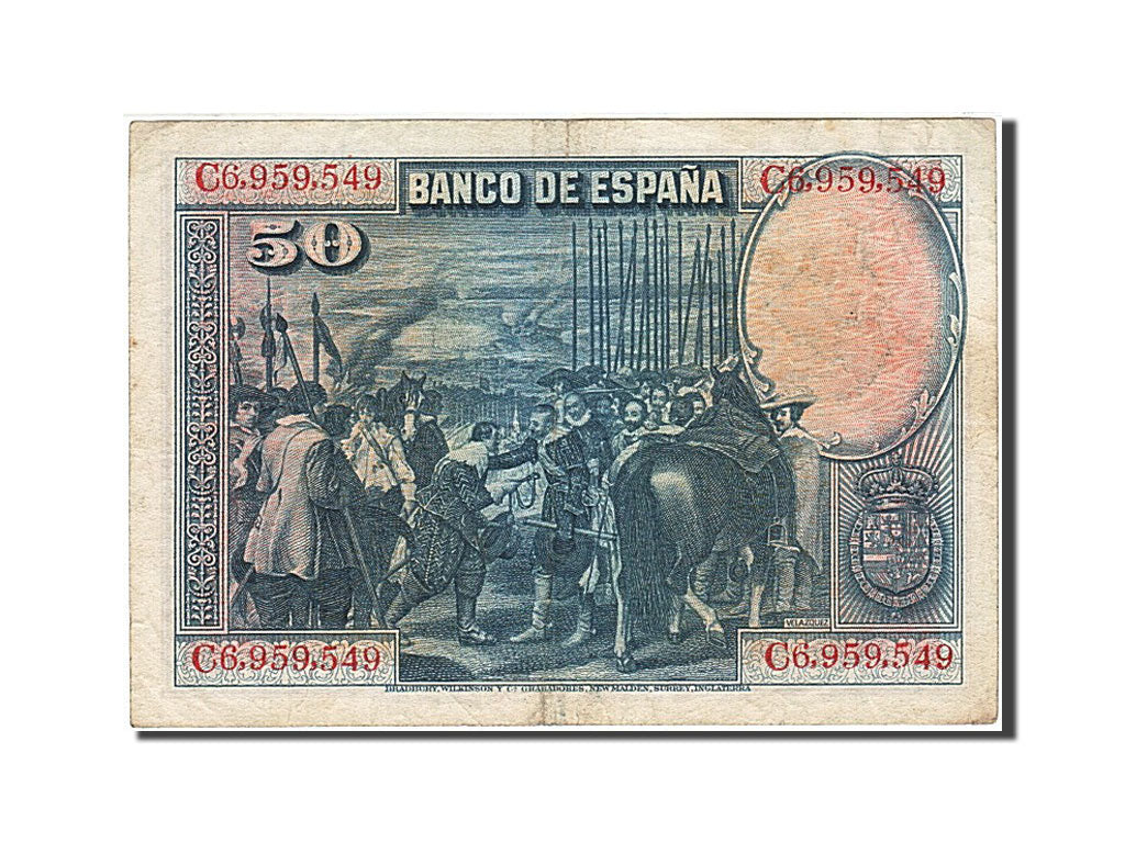 Banknot, Hiszpania, 50 Pesetas, 1928, 1928-08-15, KM:75a, EF(40-45)