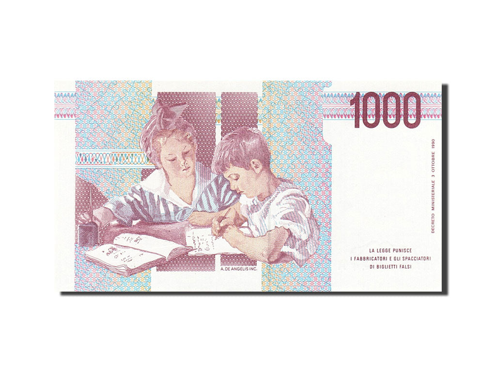 Banknote, Italy, 1000 Lire, 1990-1994, 1990, KM:114a, UNC(63)