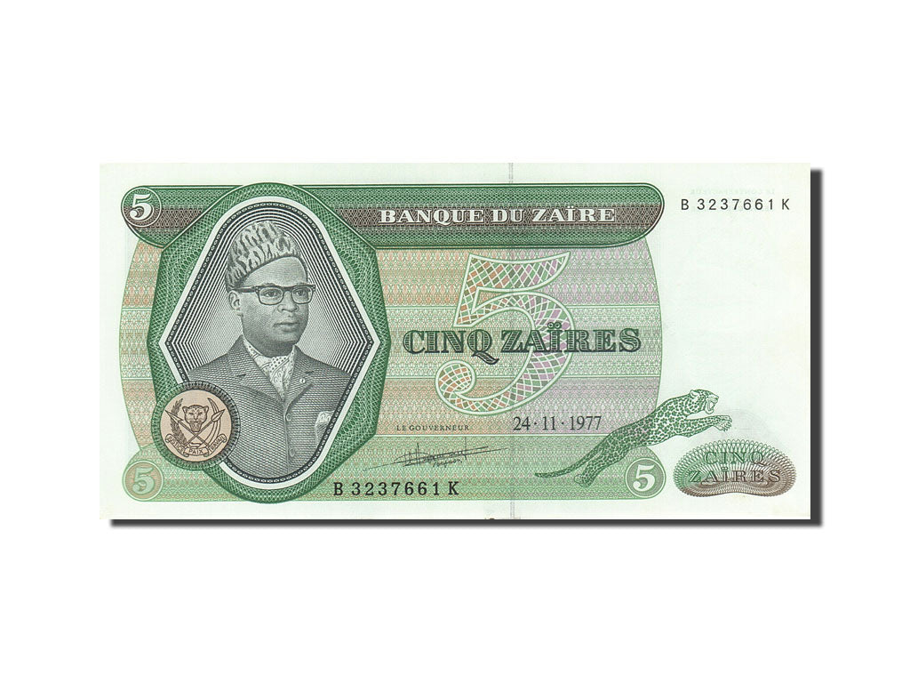 Banknot, Zaire, 5 Zaïres, 1971-1980, 1977-11-24, KM:21b, UNC(63)