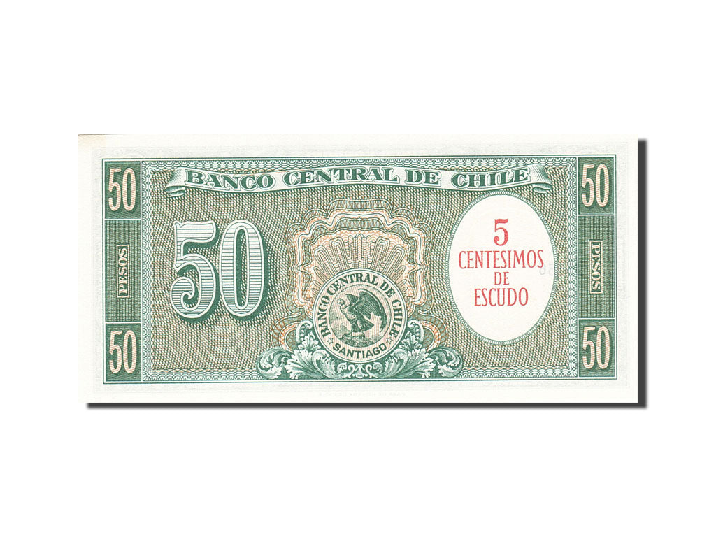 Billet, Chile, 5 Centesimos on 50 Pesos, 1960, Undated (1960-1961), KM:126b, SPL