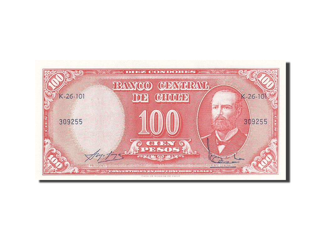 Banknote, Chile, 10 Centesimos on 100 Pesos, 1960, Undated (1960-1961), KM:127a