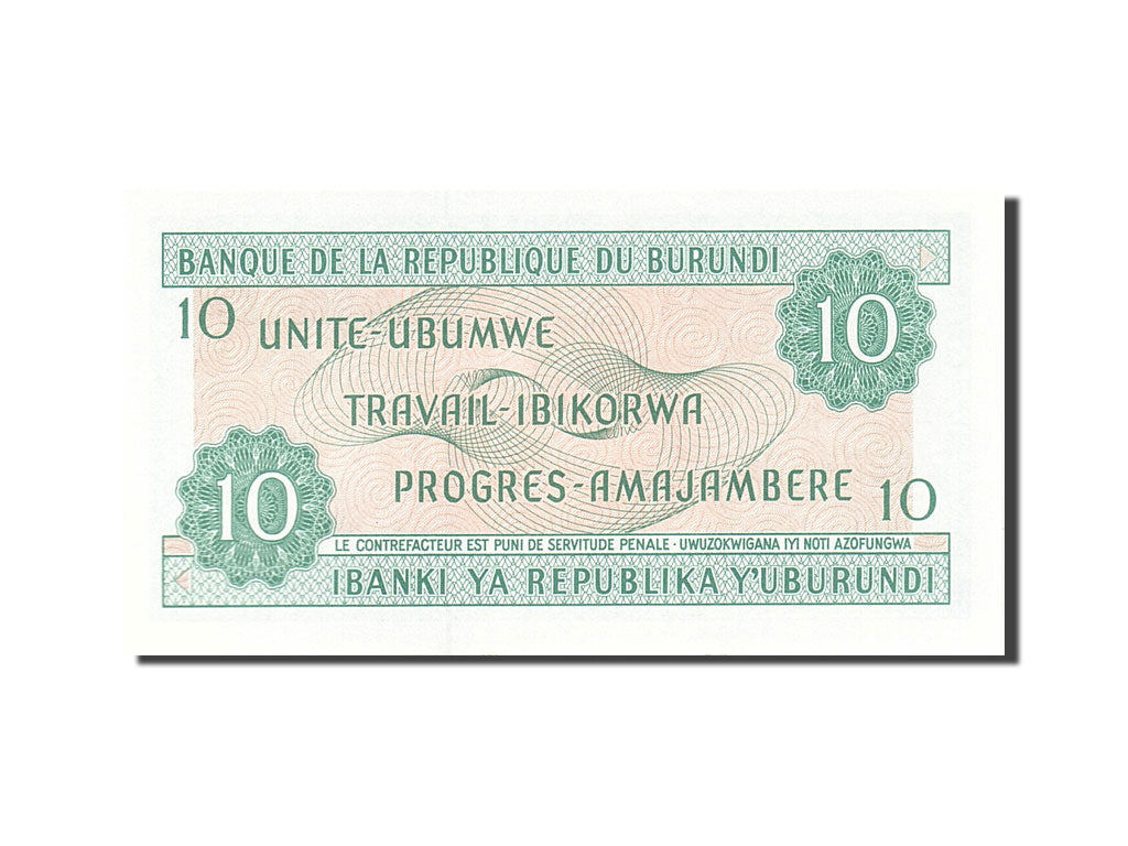 Banknote, Burundi, 10 Francs, 1979-1981, 1981-06-01, KM:33a, UNC(65-70)