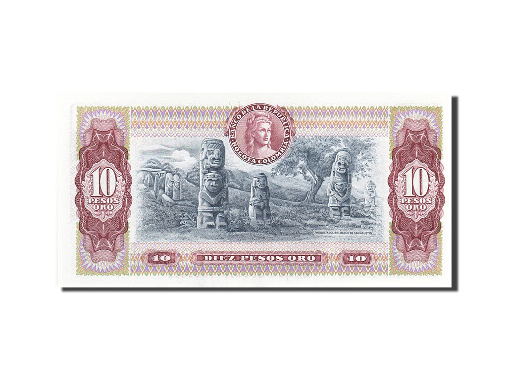 Billete, 10 Pesos Oro, 1961-1964, Colombia, KM:407g, 1980-08-07, UNC