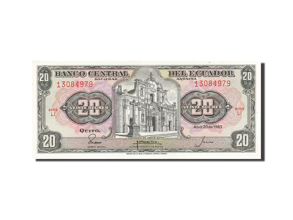 Billete, 20 Sucres, 1957-1971, Ecuador, KM:115b, 1983-04-20, SC