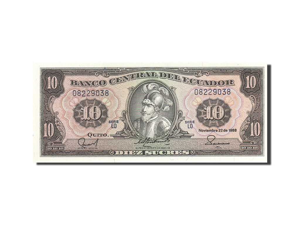 Billete, 10 Sucres, 1984-1988, Ecuador, KM:121, 1988-11-22, SC