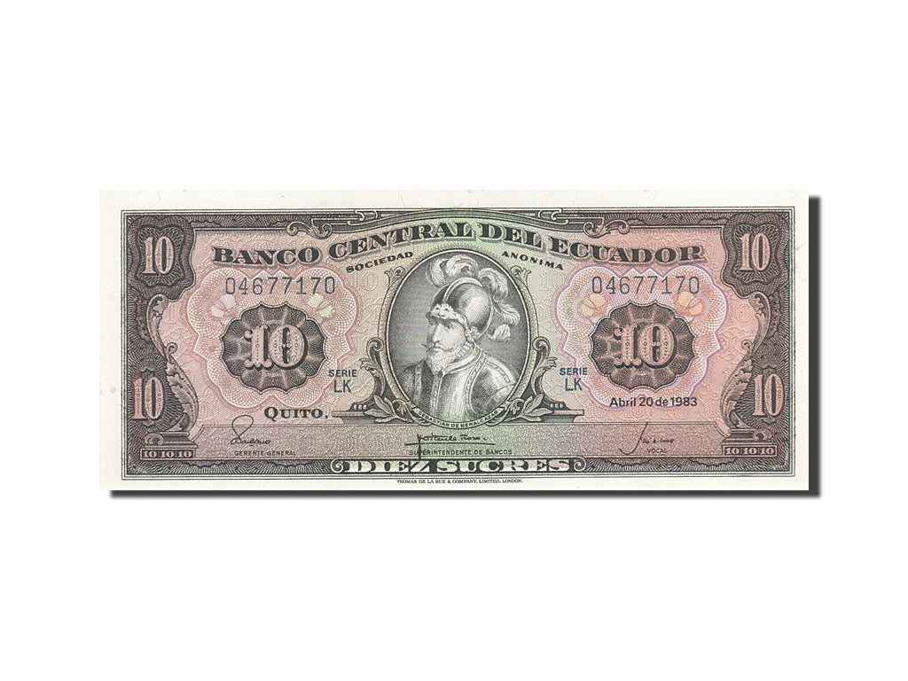 Billete, 10 Sucres, 1957-1971, Ecuador, KM:114b, 1983-04-20, SC