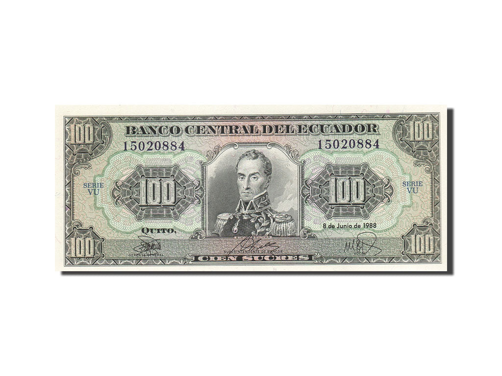 Banknote, Ecuador, 100 Sucres, 1984-1988, 1988-06-08, KM:123Aa, UNC(63)