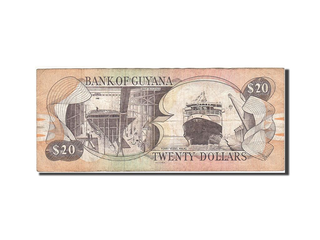 Biljet, Guyana, 20 Dollars, 1989-1992, Undated (1989), KM:27, TB