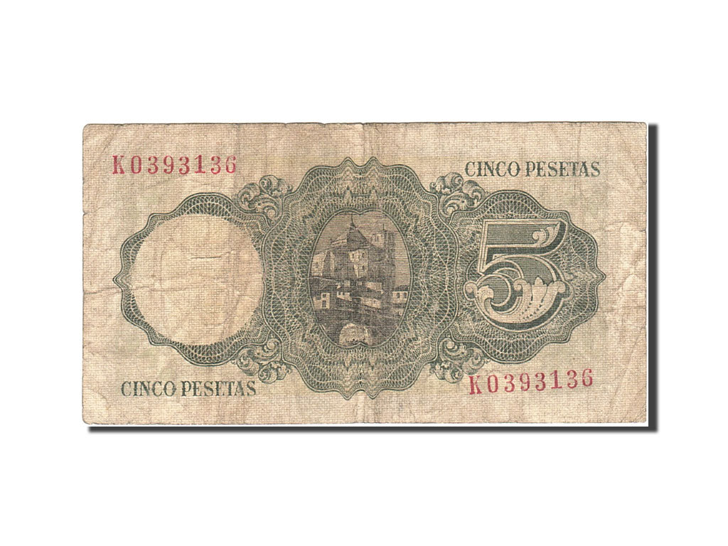 Banknot, Hiszpania, 5 Pesetas, 1951, 1951-08-16, KM:140a, F(12-15)