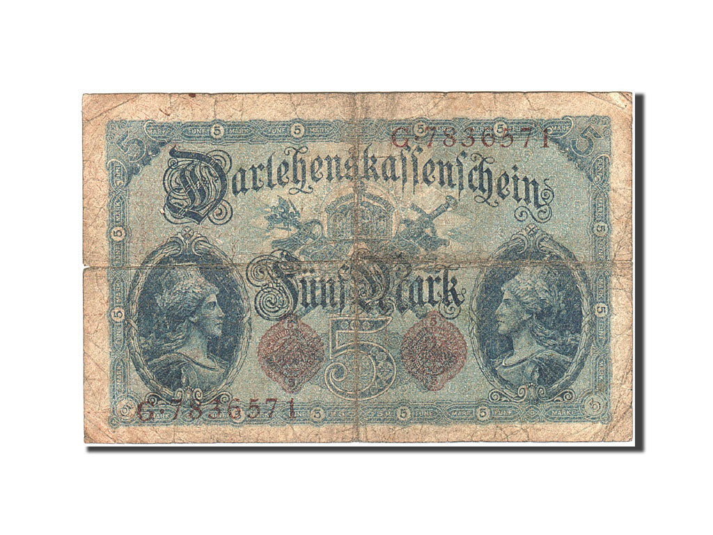 Geldschein, Deutschland, 5 Mark, 1914, 1914-08-05, KM:47b, SGE