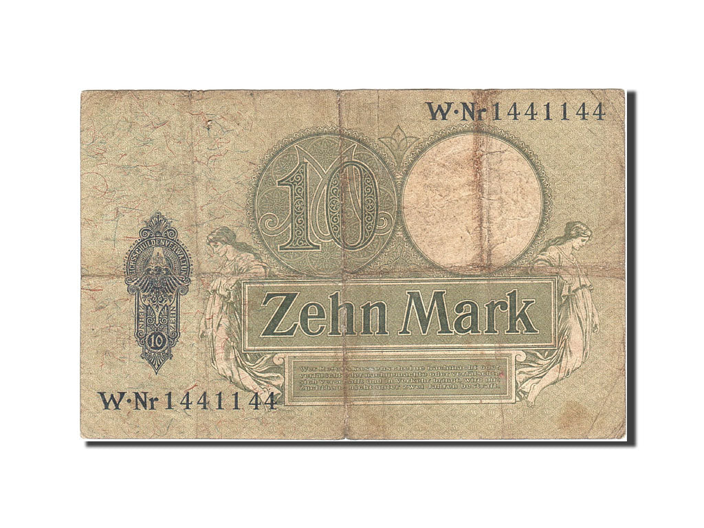 Banknote, Germany, 10 Mark, 1904-1906, 1906-10-06, KM:9b, VF(20-25)