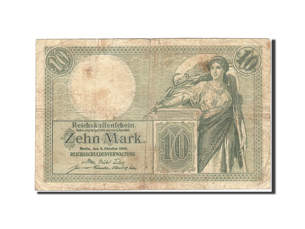Banknote, Germany, 10 Mark, 1904-1906, 1906-10-06, KM:9b, VF(30-35)