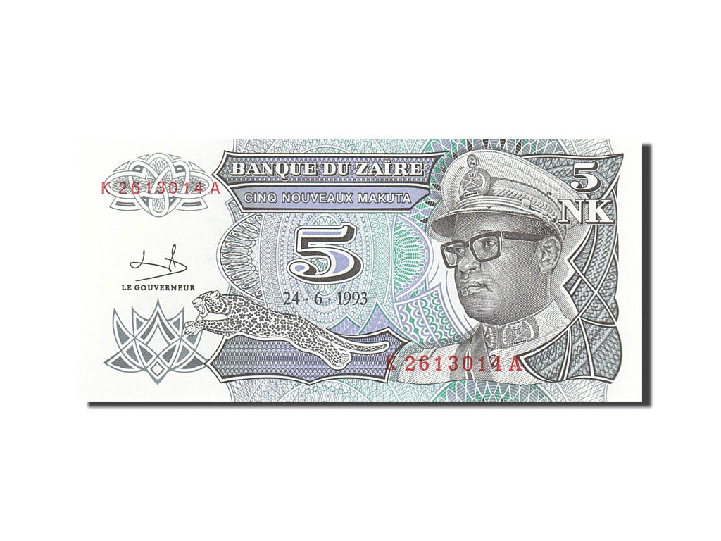 Billete, 5 Nouveaux Makuta, 1993, Zaire, KM:48a, 1993-06-24, UNC