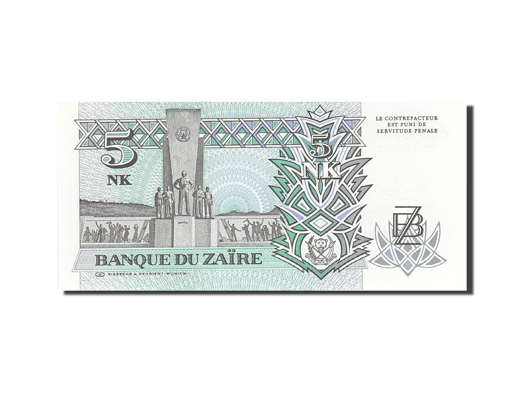 Billete, 5 Nouveaux Makuta, 1993, Zaire, KM:48a, 1993-06-24, UNC
