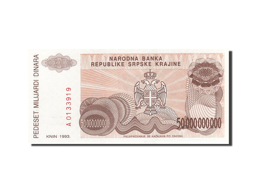 Billet, Croatie, 50 Milliard Dinara, 1993, 1993, KM:R29a, SPL