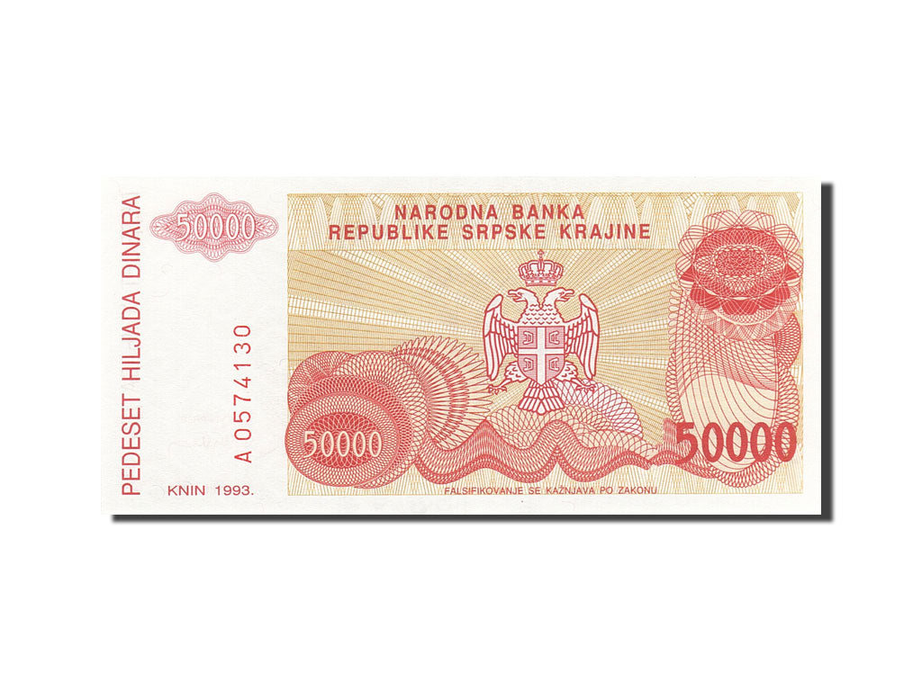 Banknot, Chorwacja, 50,000 Dinara, 1993, 1993, KM:R21a, UNC(63)