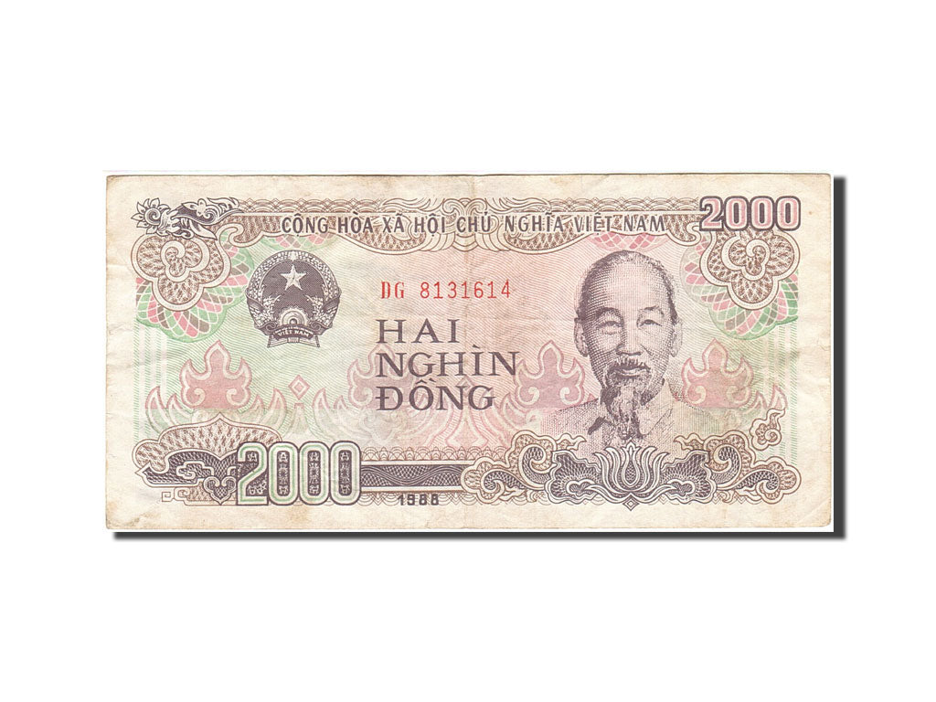 Geldschein, Vietnam, 2000 D<ox>ng, 1988-1991, 1988, KM:107a, S