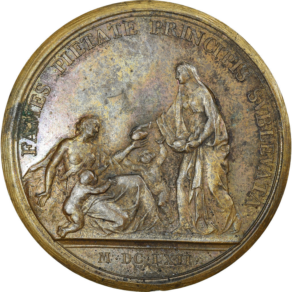 Francja, Medal, Louis XIV, Libéralité du Roi pendant la Famine, Historia