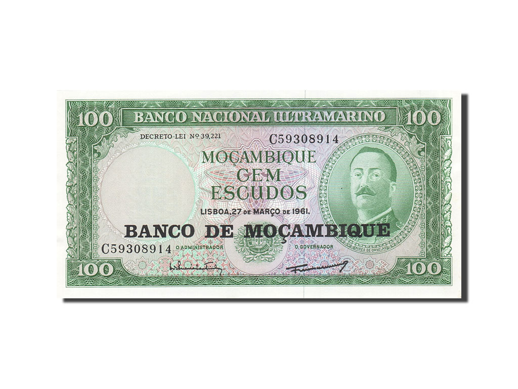 Banknote, Mozambique, 100 Escudos, 1961-1967, 1961-03-27, KM:109b, UNC(63)