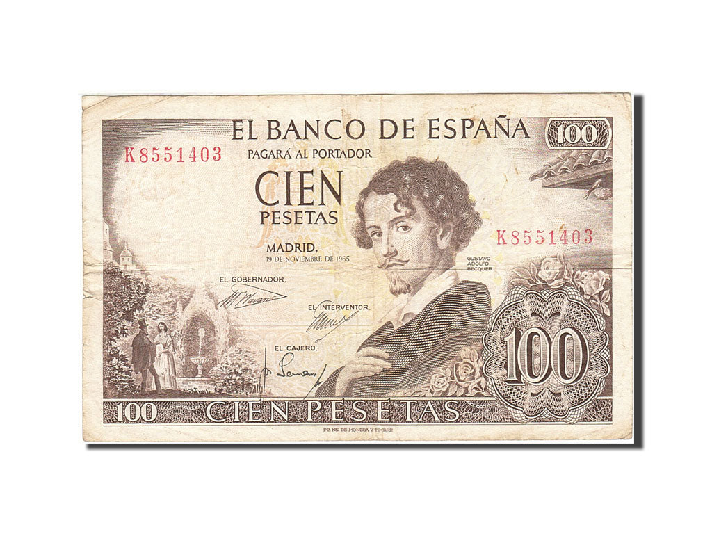 Banknote, Spain, 100 Pesetas, 1965, 1965-11-19, KM:150, VF(20-25)