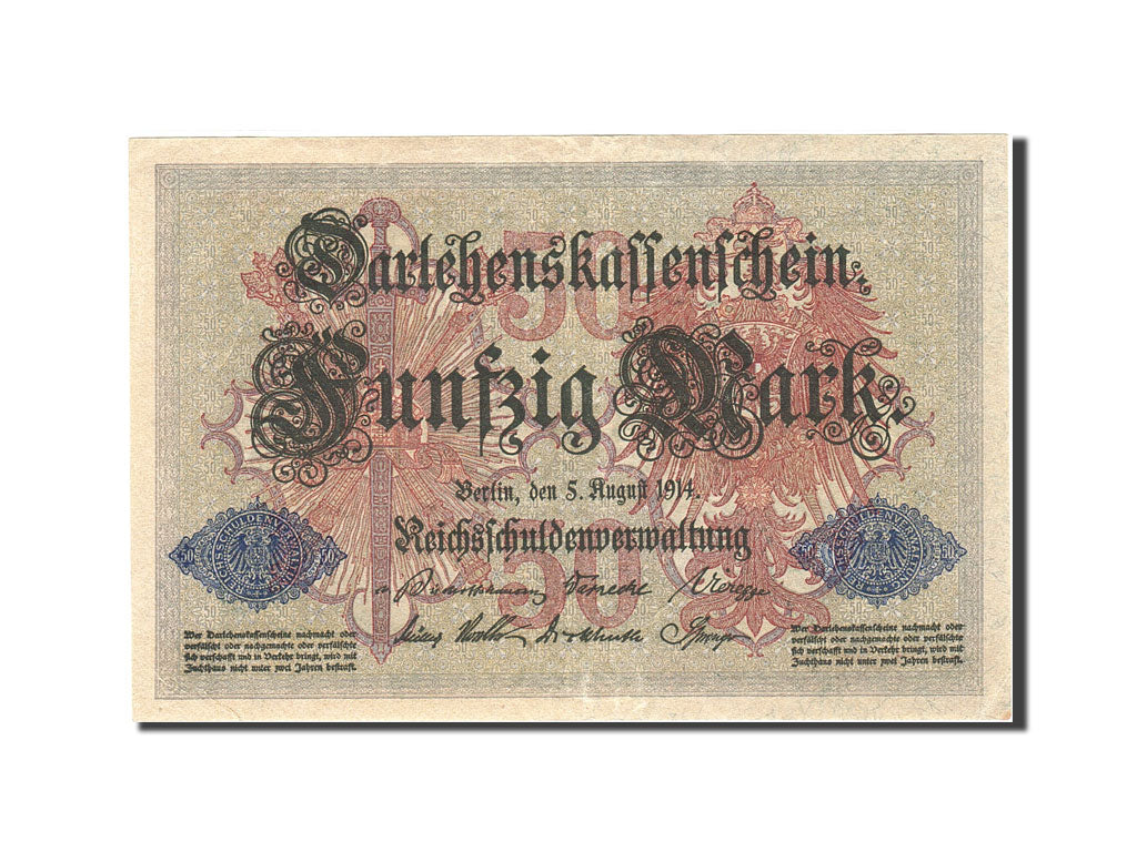 Geldschein, Deutschland, 50 Mark, 1914, 1914-08-05, KM:49b, UNZ-