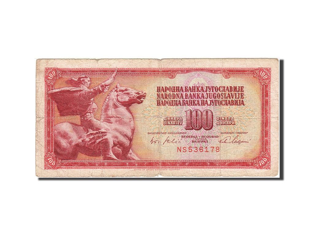 Banknote, Yugoslavia, 100 Dinara, 1965, 1965-08-01, KM:80b, VG(8-10)