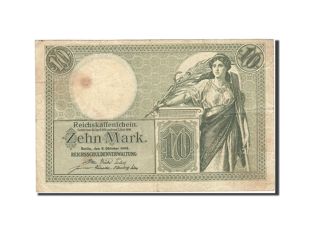 Banknote, Germany, 10 Mark, 1904-1906, 1906-10-06, KM:9b, EF(40-45)