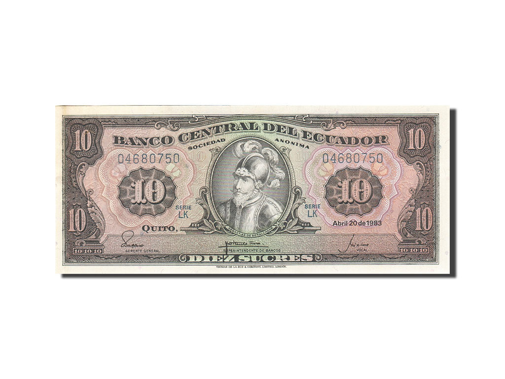 Billete, 10 Sucres, 1957-1971, Ecuador, KM:114b, 1983-04-20, SC