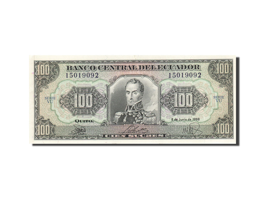 Billete, 100 Sucres, 1984-1988, Ecuador, KM:123Aa, 1988-06-08, SC