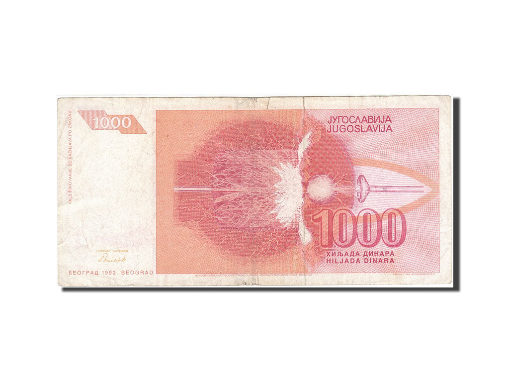 Banconote, Iugoslavia, 1000 Dinara, 1992, KM:114, 1992, MB