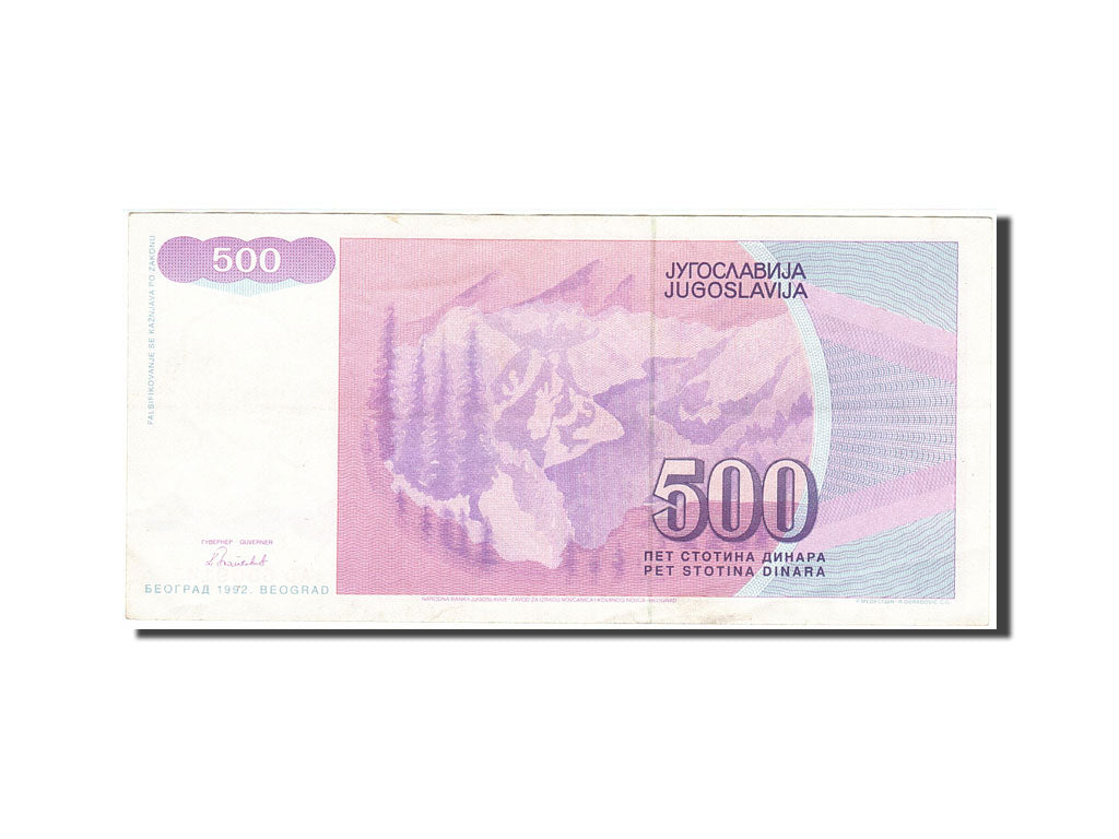 Banconote, Iugoslavia, 500 Dinara, 1992, KM:113, 1992, BB