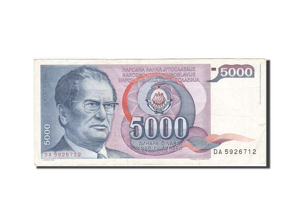 Billet, Yougoslavie, 5000 Dinara, 1985, 1985-05-01, KM:93a, TB